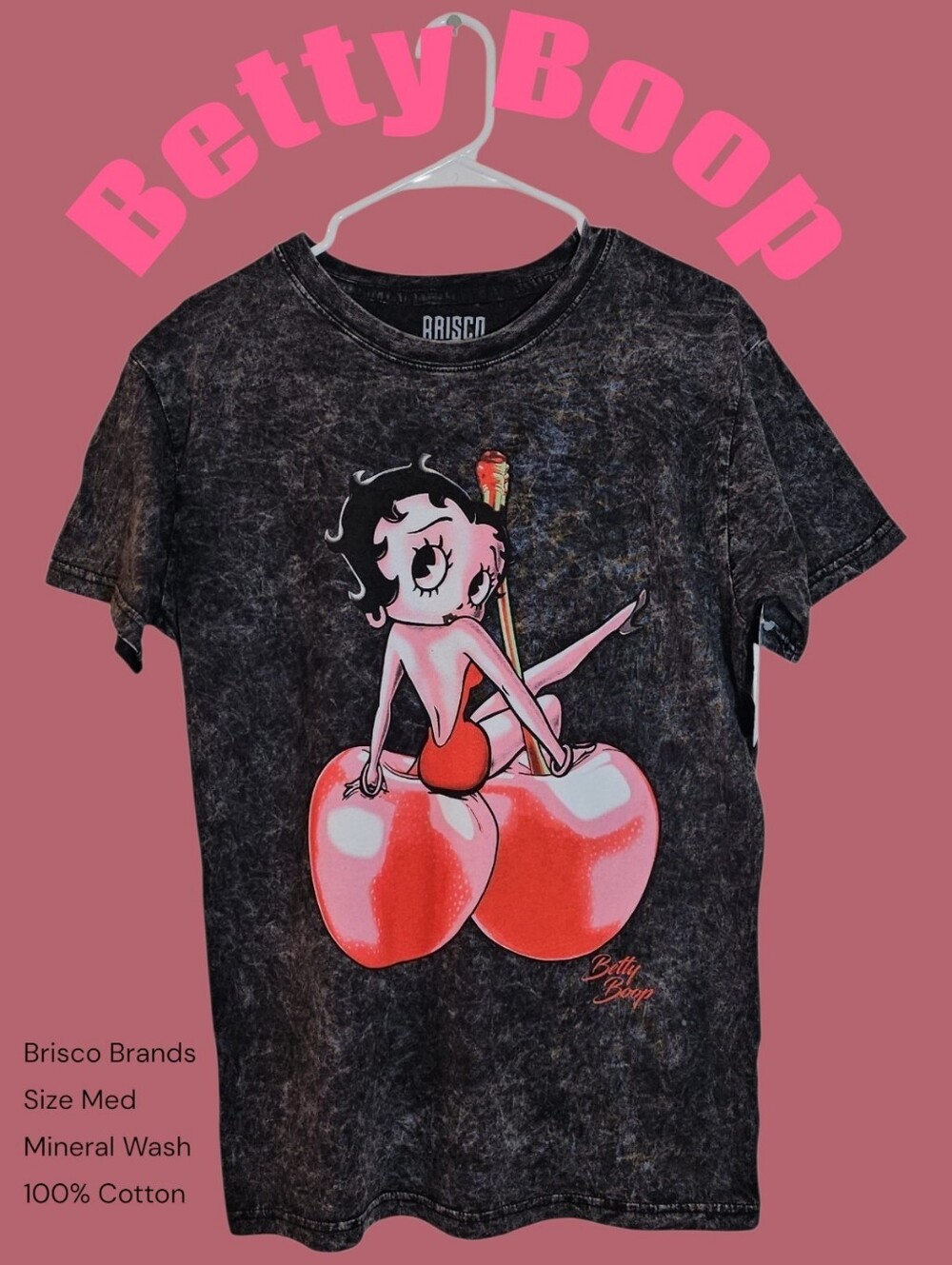 NWT Betty Boop Brisco Brands Acid Wash Graphic Tee - Size M